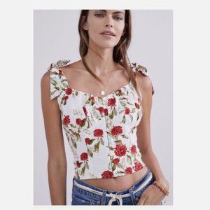 Anthropologie Eri + Ali sz XS Cropped Wildflower Floral Corset Top